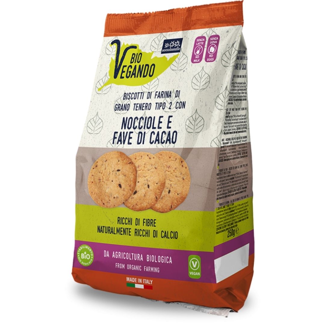 BIOVEGANDO BISCOTTI CON NOCCIOLE E FAVE DI CACAO