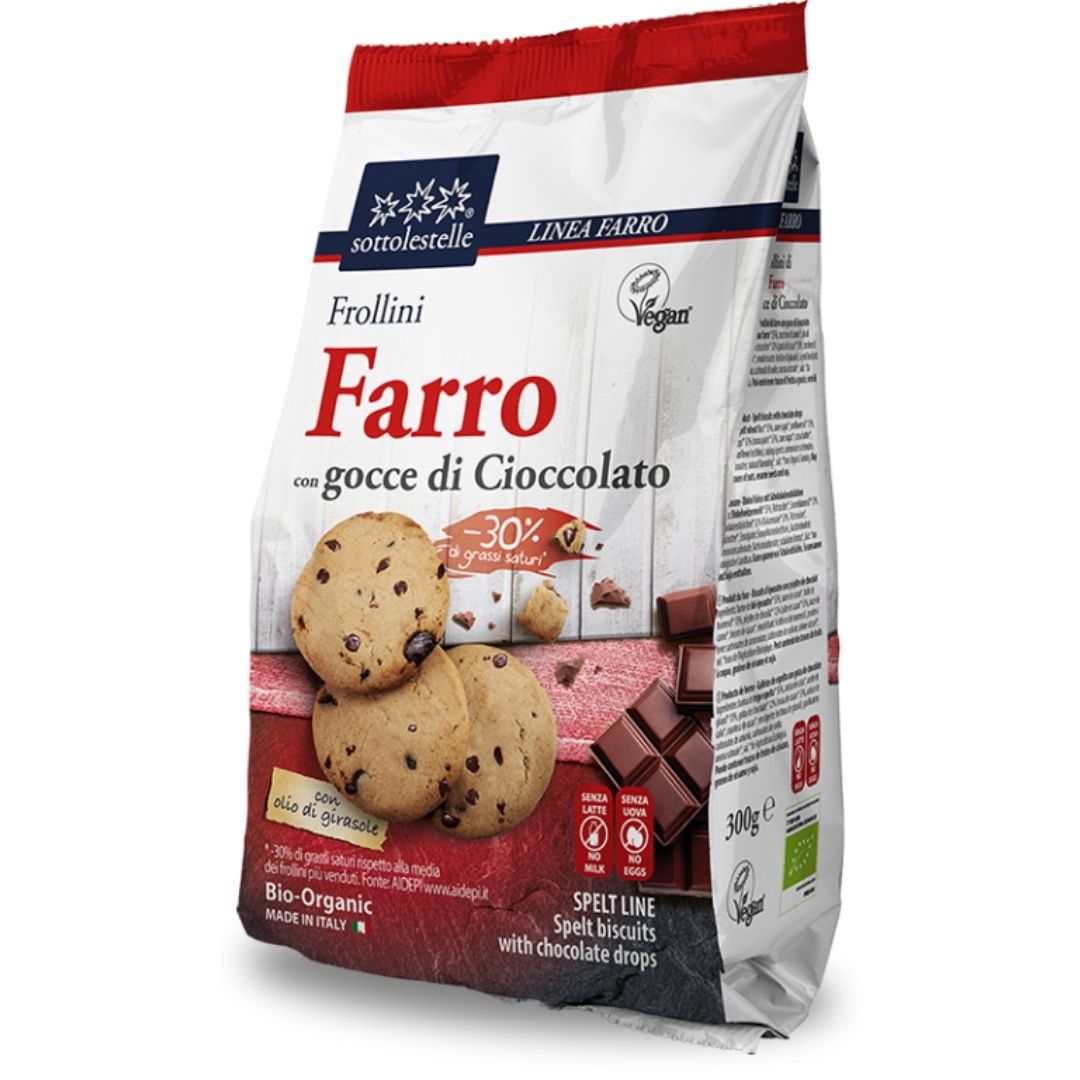 FROLLINI DI FARRO CON GOCCE DI CIOCCOLATO