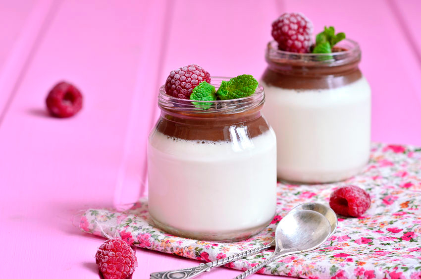 Budino al tè verde con cioccolato